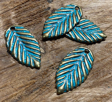 Load image into Gallery viewer, Bronze Patina Leaf Charm