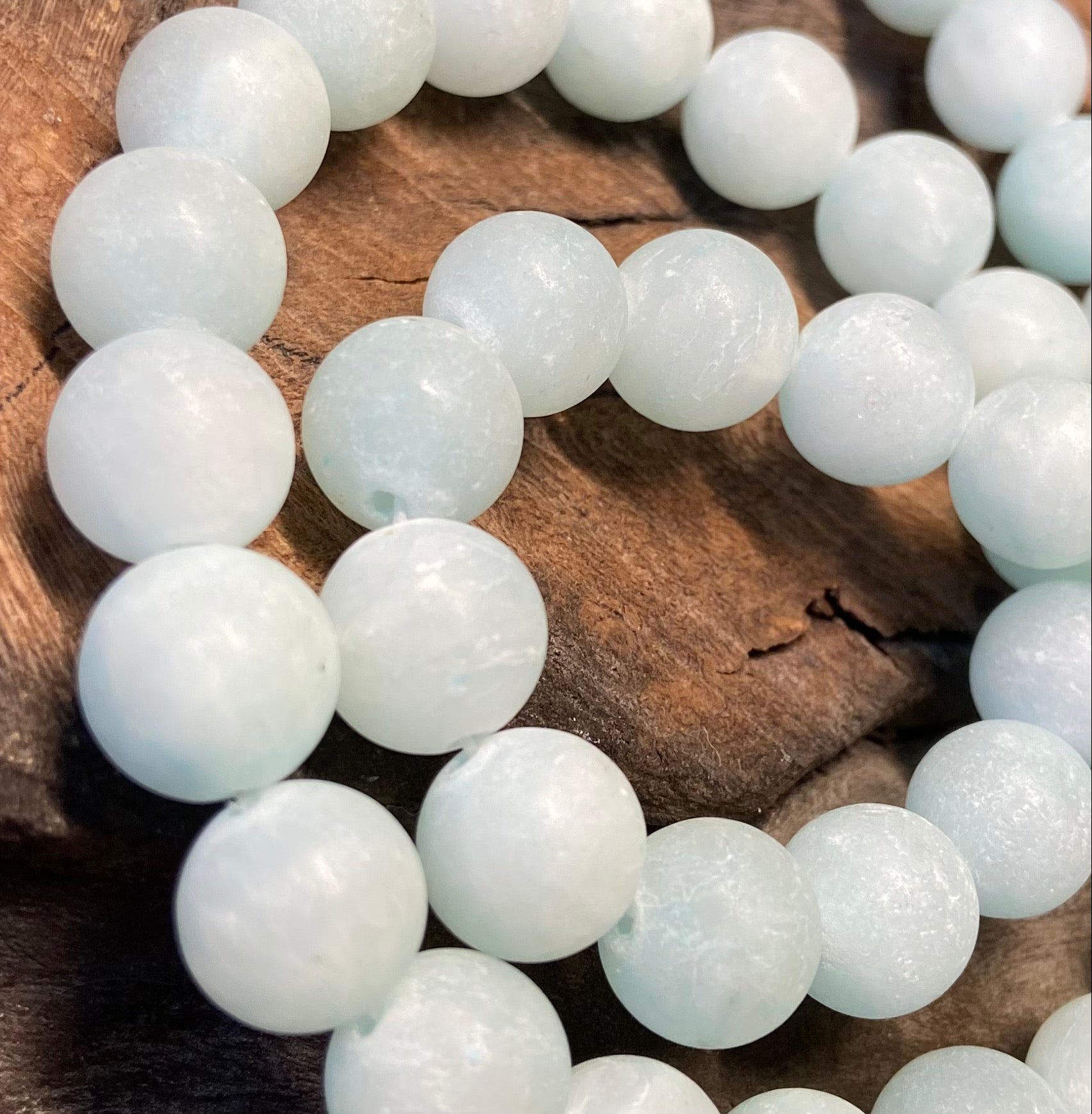 8-10-12mm Real Natural Blue Jade Round Gemstone Beads Bracelet 7.5