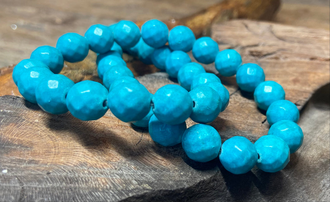 10mm Faceted Opaque Turquoise Beads