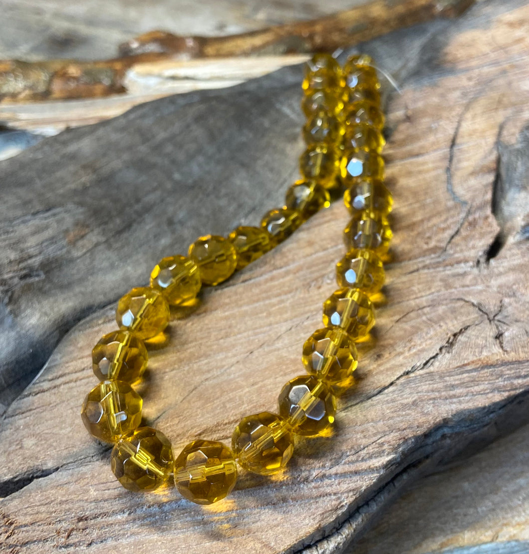 12mm Yellow Glass FACETED!