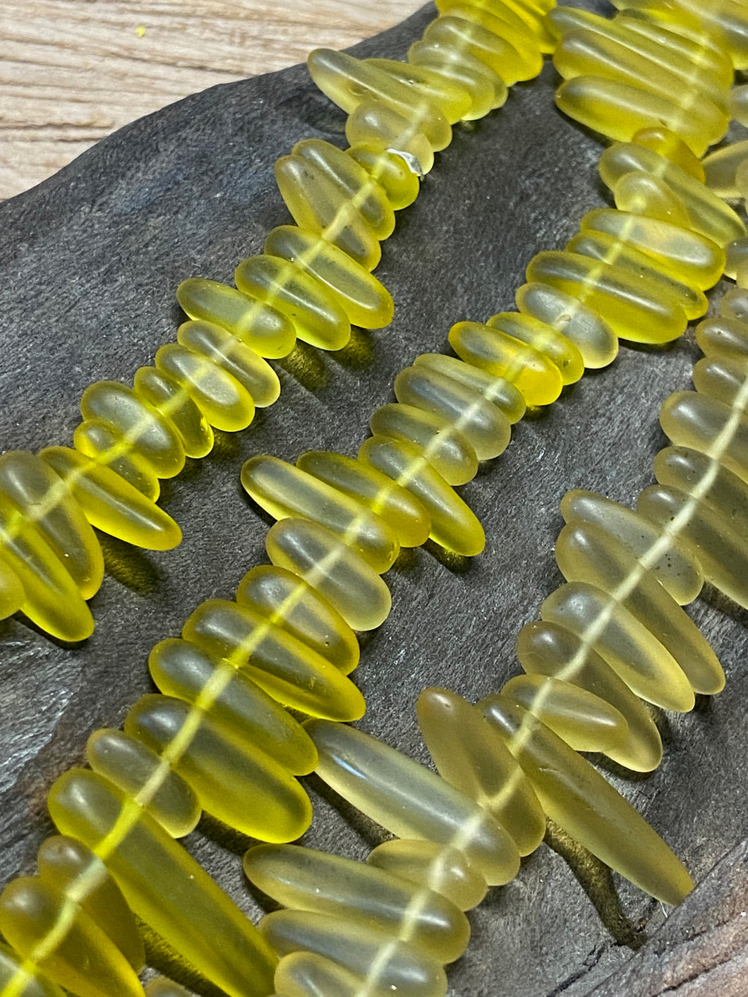 Vintage Yellow Glass Dagger Beads