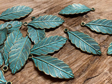 Load image into Gallery viewer, Patina Bronze Leaf Charm
