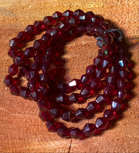 Load image into Gallery viewer, Vintage Garnet Red 4mm Glass Bi-cone beads
