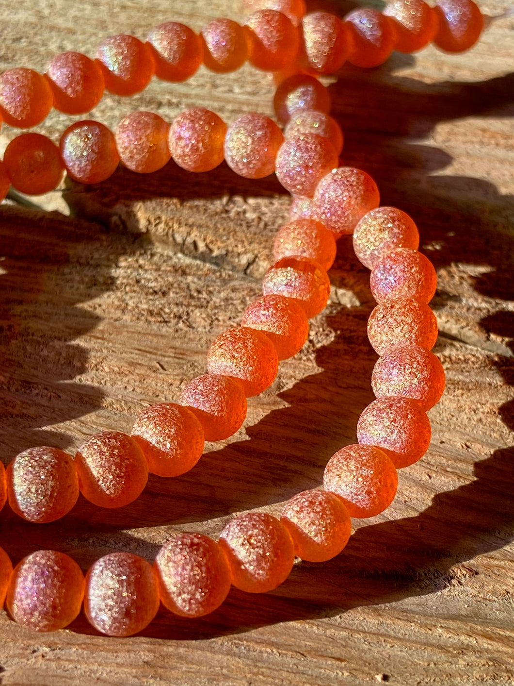 5mm Vintage Sparkle Frosted Orange Glass beads