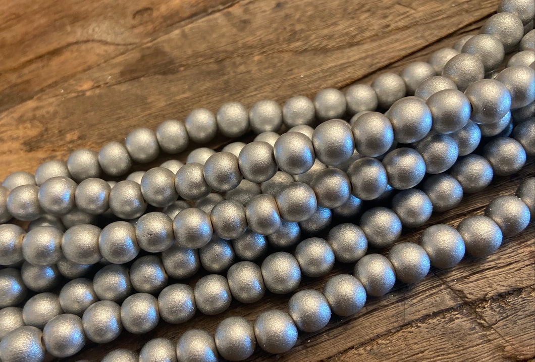 Matte Metallic Wood Beads