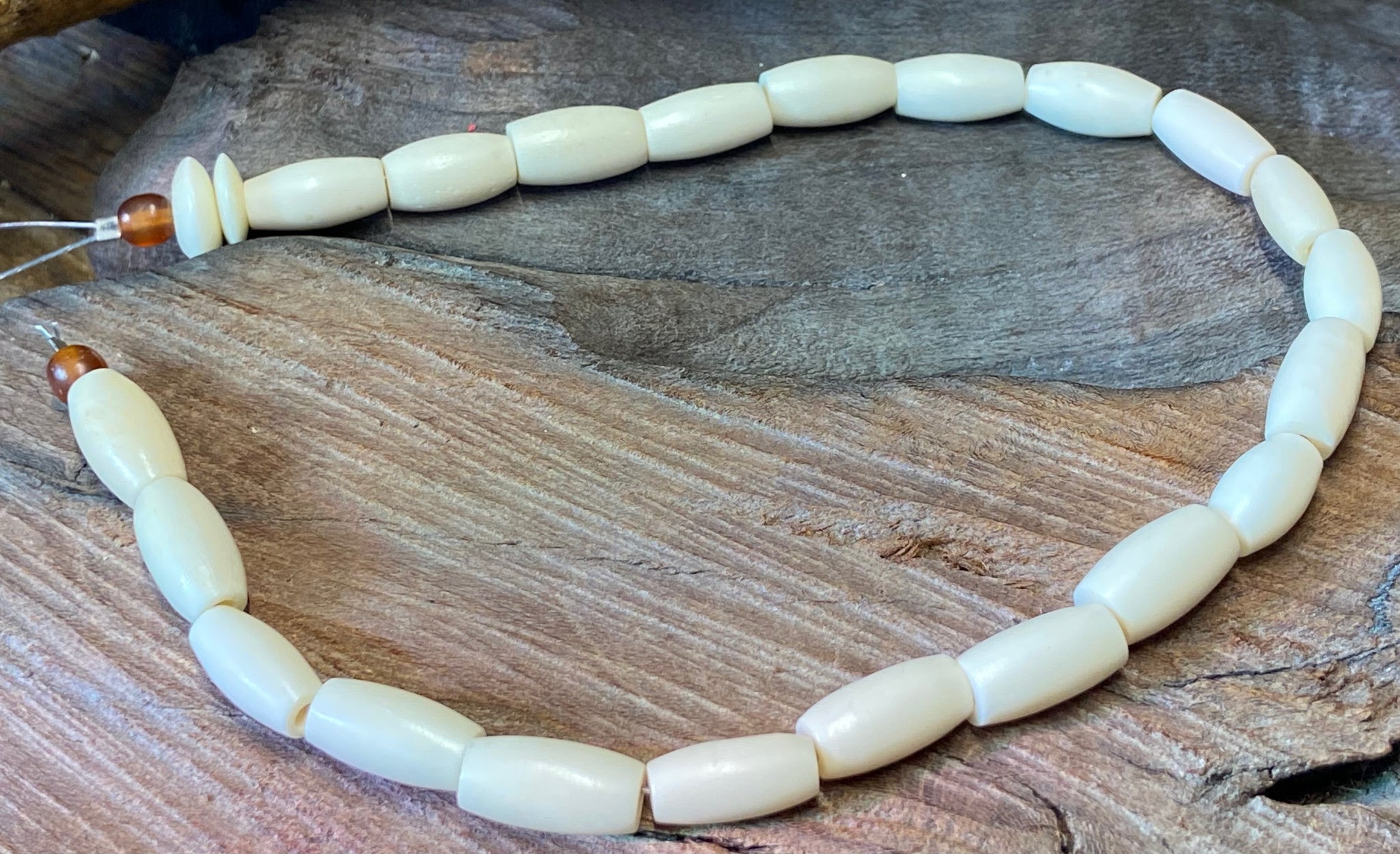 1/2 Oval Bone Beads